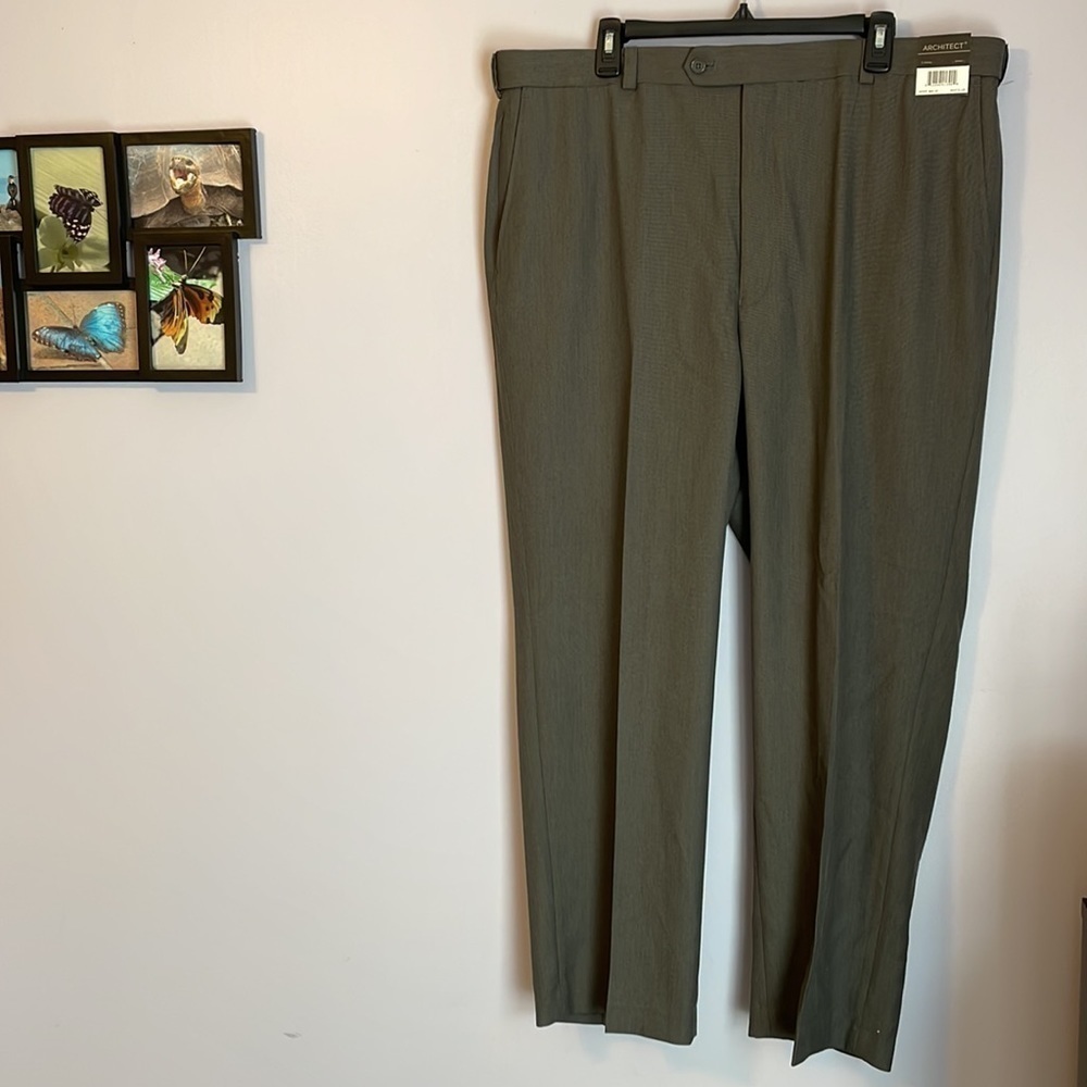 Architect Gray Wrinkle Resistant Classic Fit Extender Waistband Trouser Pants 42